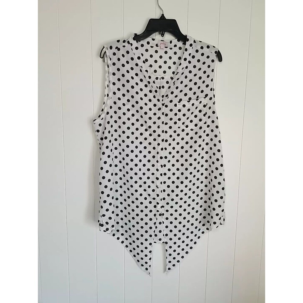 Pixley Stitch Fix Shirt Top Womens Size XL Black White Polka Dot